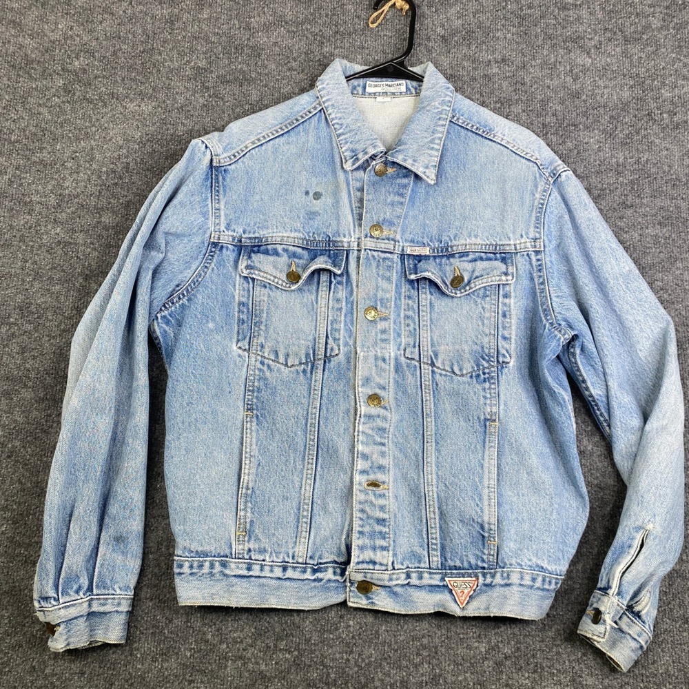 Vintage Georges Marciano for Guess Denim Jacket Light Wash Made in USA Mens L